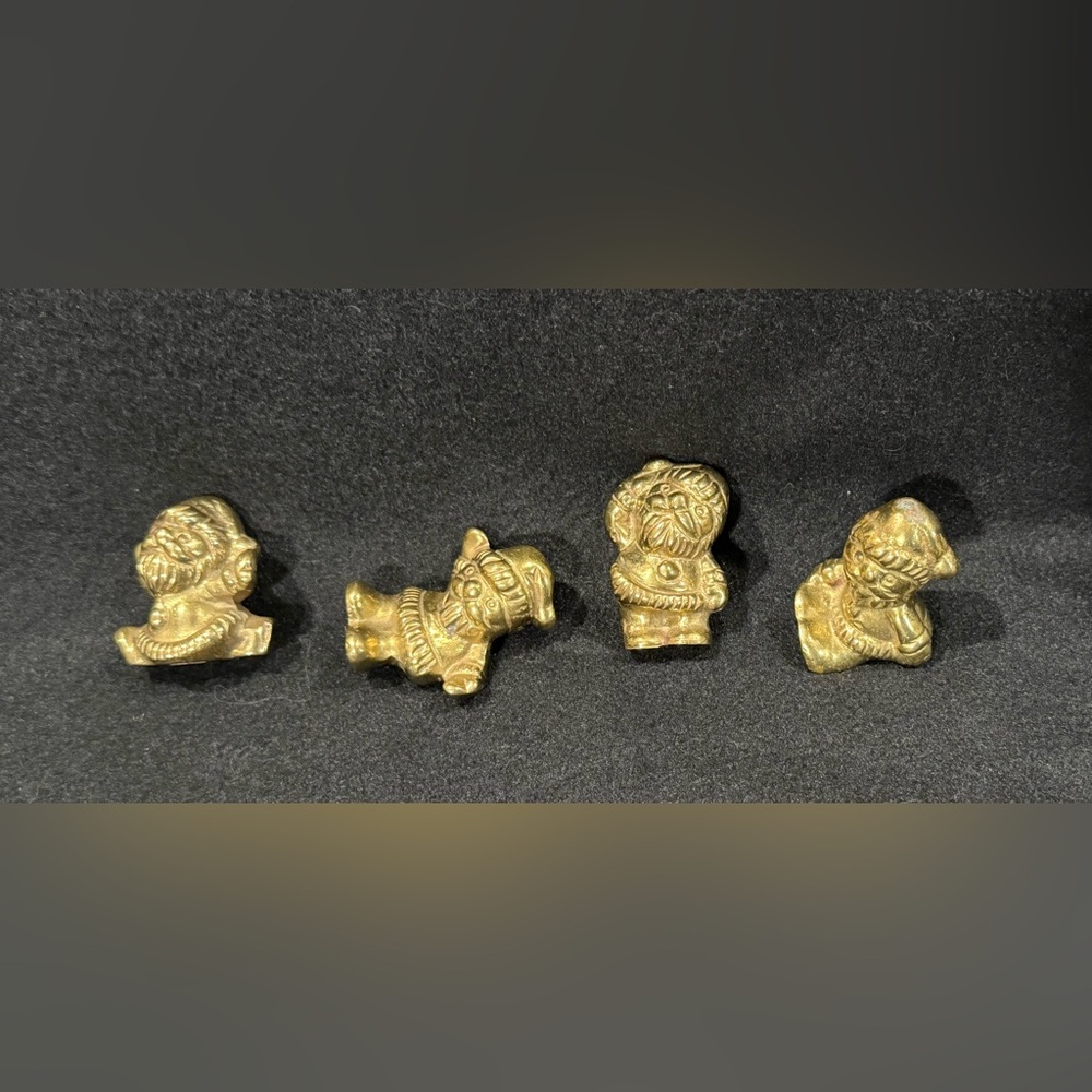 4pc Cute BRASS Santa CLAUS Christmas SANTAS